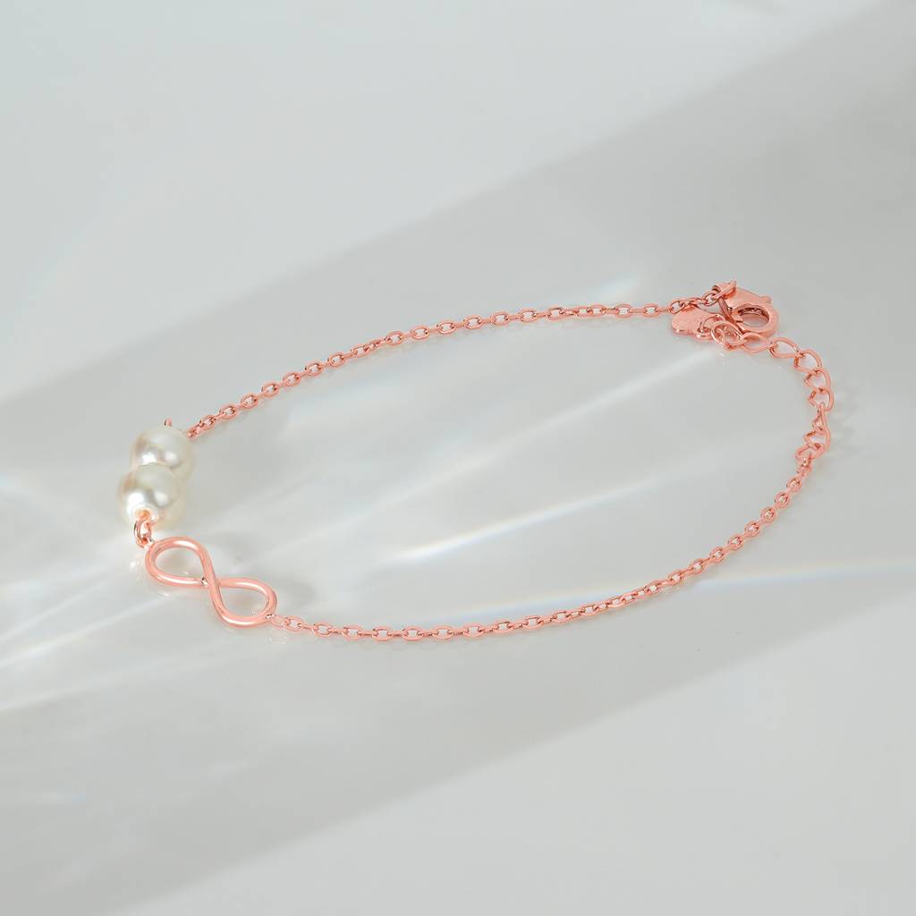 Infinity Pearl Charm Bracelet In Rose Gold Color : FGLB585