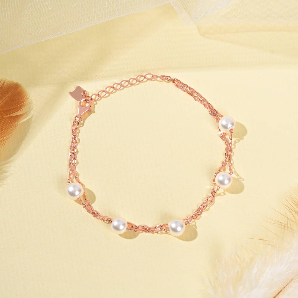 Pearl Sequence Bracelet In Rose Gold Color : FILB615