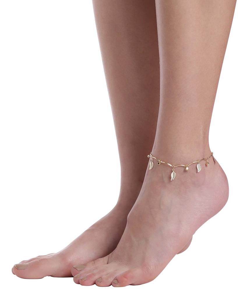 Set Of 3 Gold Plated Multi-Layered Anklet : FJA3378