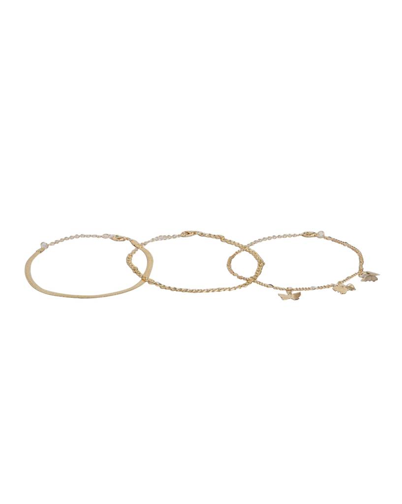 Carlton London Set Of 3 Gold-Toned Anklet : FJA3535