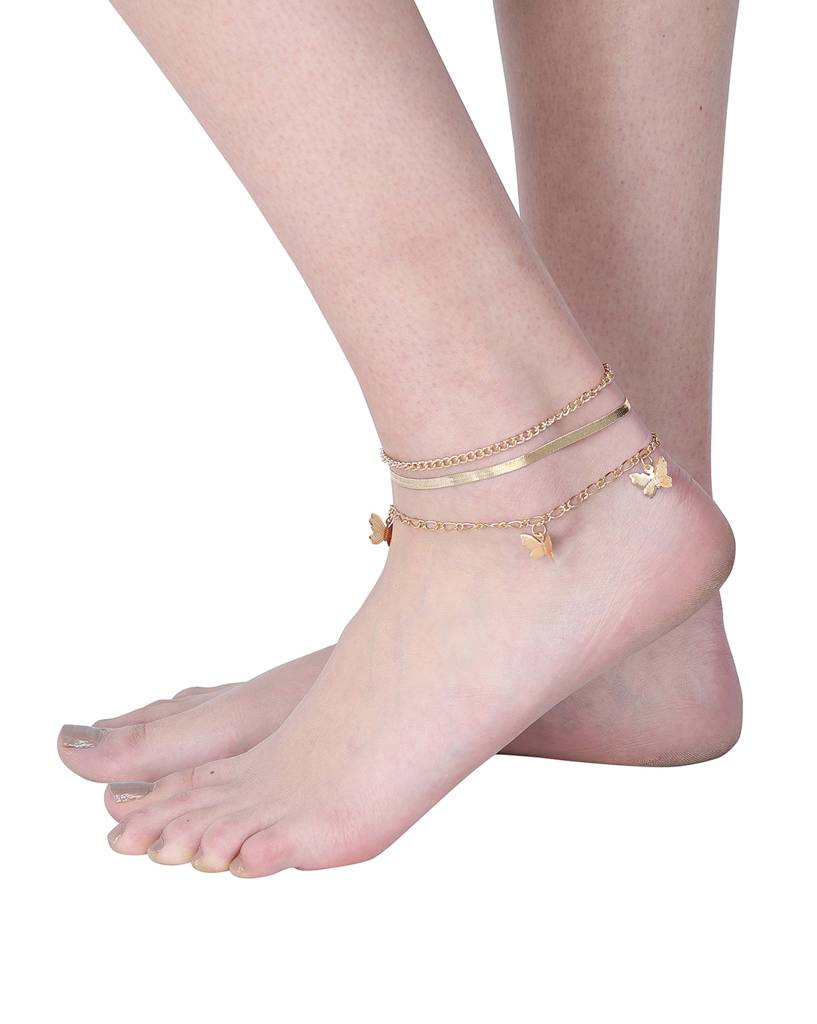 Carlton London Set Of 3 Gold-Toned Anklet : FJA3535