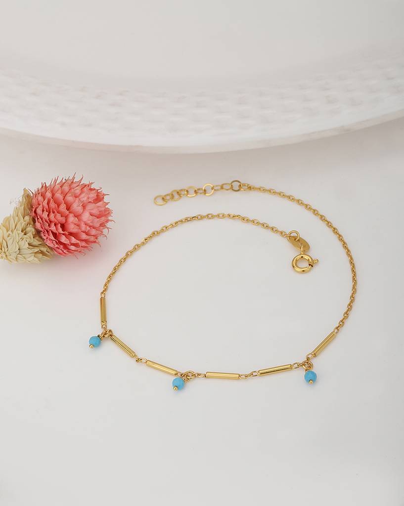 Carlton London Gold-Plated Stone Studded Handcrafted Anklet : FJA3652
