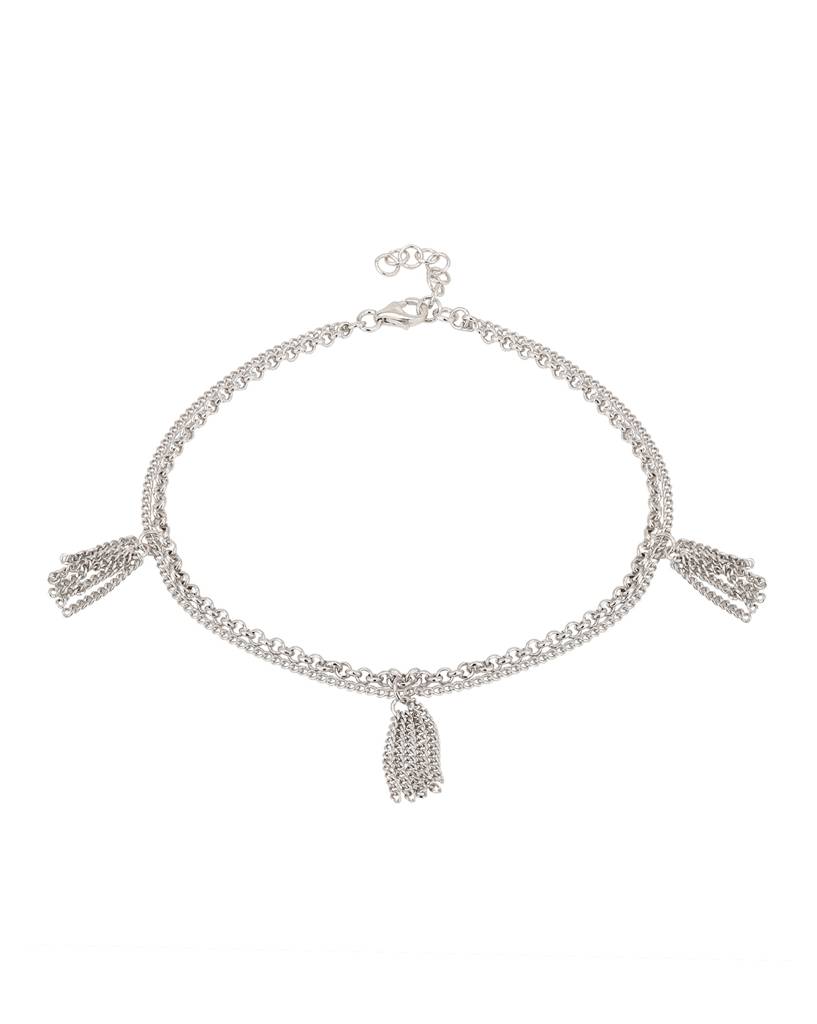 Carlton London Women Pack Of 2 Silver-Toned Rhodium-Plated Anklet : FJA3712