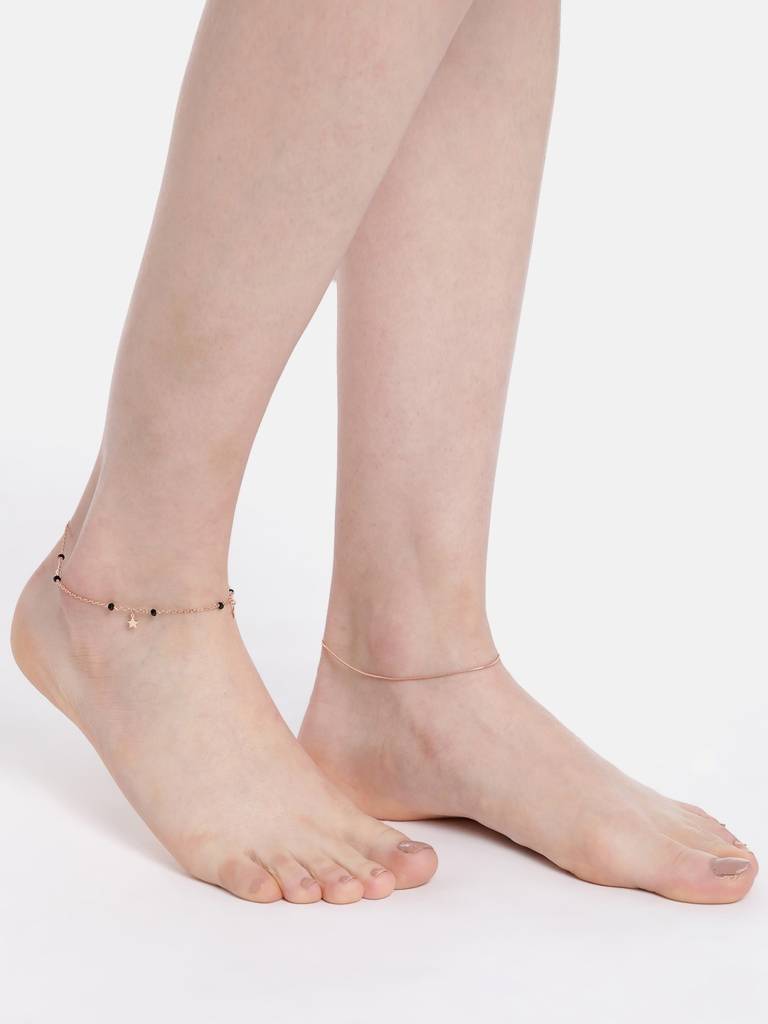 Carlton London Rose Gold-Plated Brass Anklet : FJA3927
