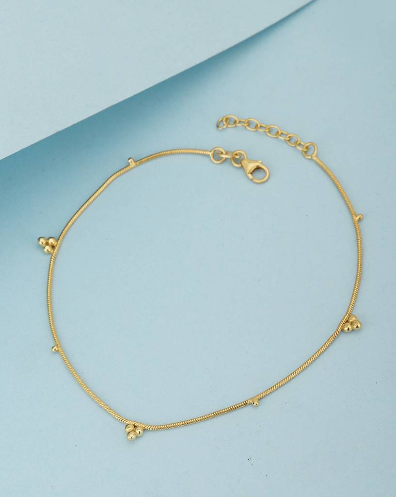 Carlton London 18Kt Gold Plated Minimal Beaded Anklet : FJA4302