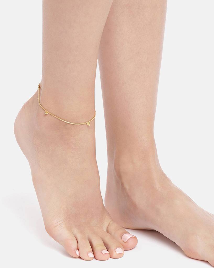 Carlton London 18Kt Gold Plated Minimal Beaded Anklet : FJA4302
