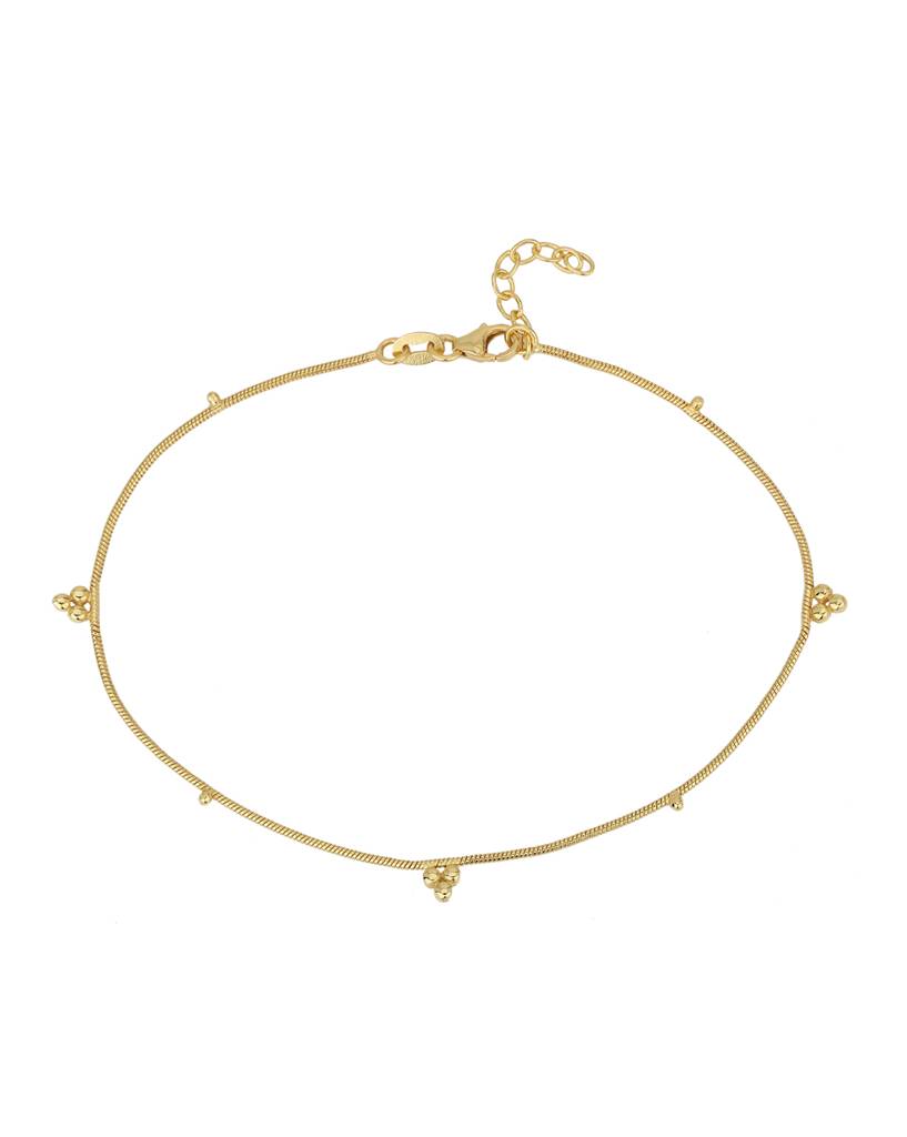 Carlton London 18Kt Gold Plated Minimal Beaded Anklet : FJA4302