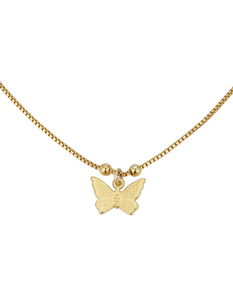 Carlton London 18Kt Gold Plated Anklet With Dangling Butterfly Charm & Beads : FJA4305