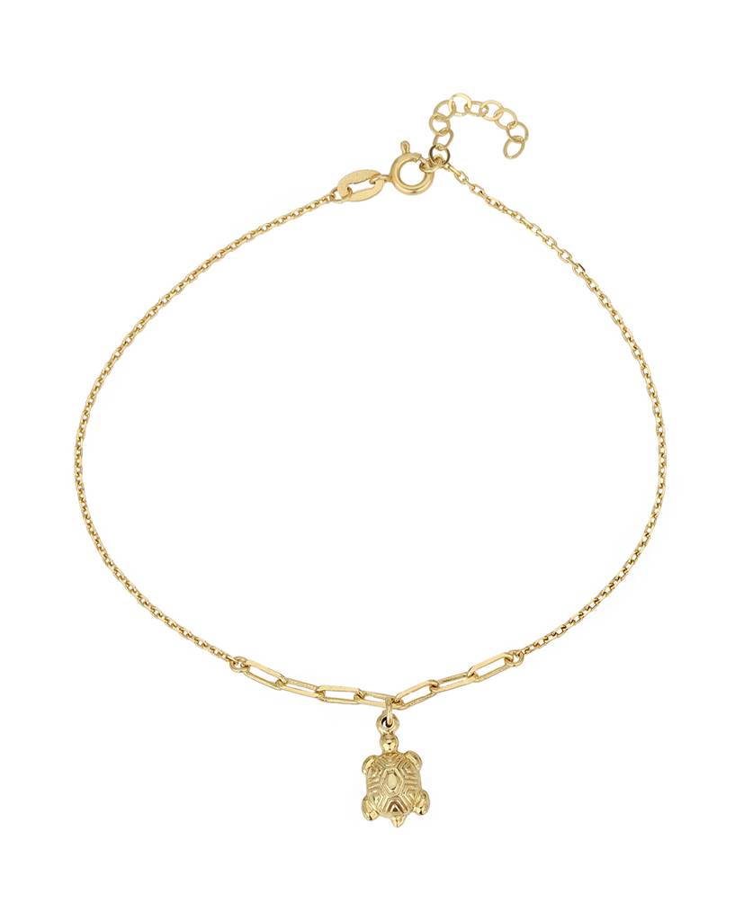 Carlton London Gold-Plated Anklet With Dangling Tortoise Charm : FJA4309