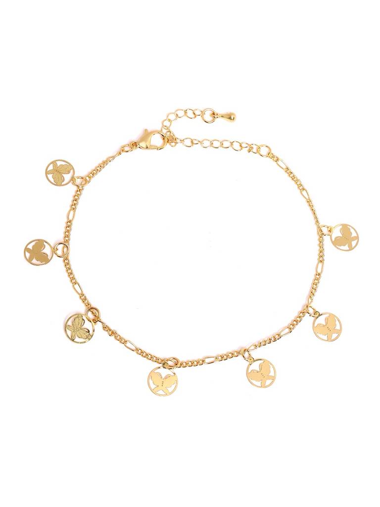 Gold Plated Multiple Butterfly Charm Anklet : FJA5379