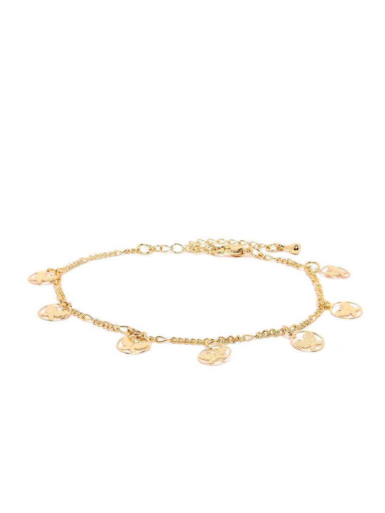 Gold Plated Multiple Butterfly Charm Anklet : FJA5379