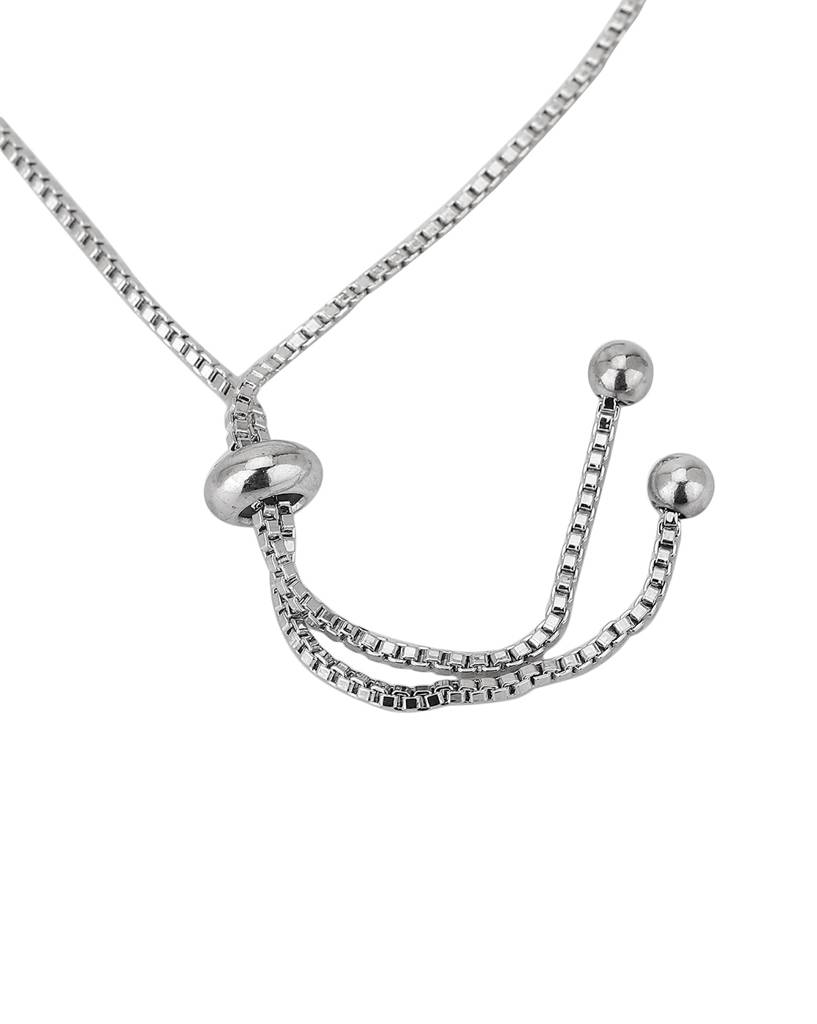 Carlton London Women Rhodium-Plated Silver-Toned Cubic Zirconia Handcrafted Link Bracelet : FJB3327