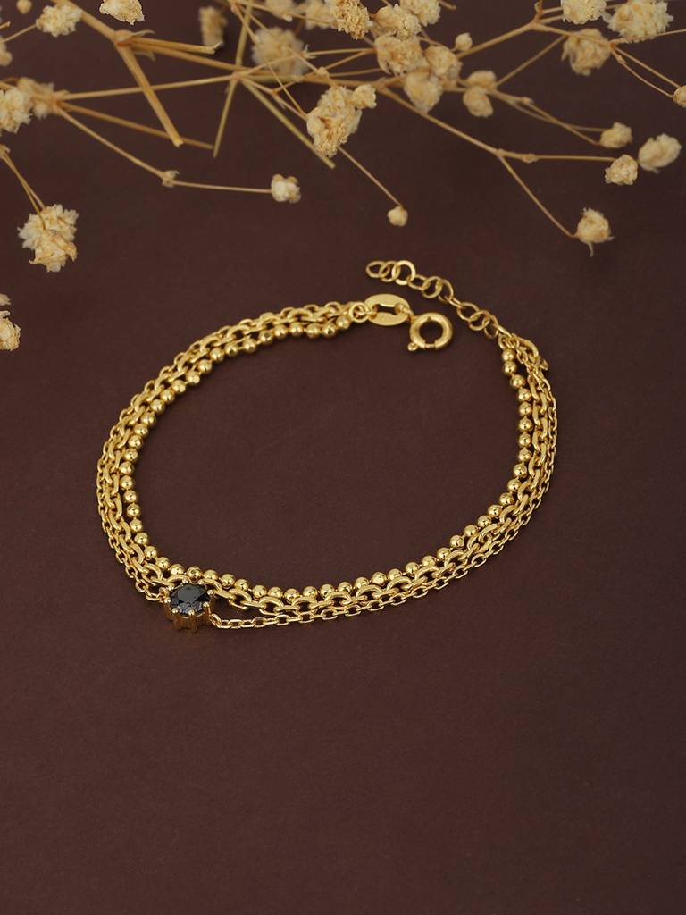 Carlton London Women Black Gold-Plated Cubic Zirconia Charm Bracelet : FJB3589