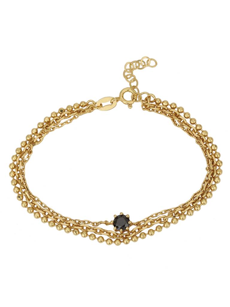 Carlton London Women Black Gold-Plated Cubic Zirconia Charm Bracelet : FJB3589