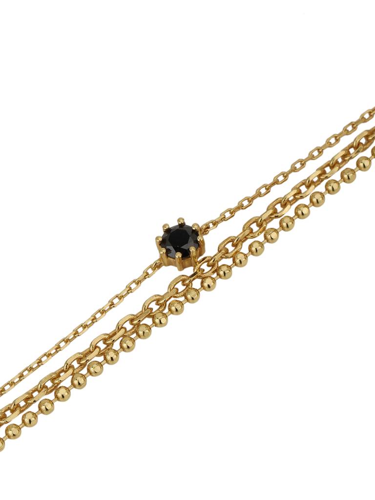 Carlton London Women Black Gold-Plated Cubic Zirconia Charm Bracelet : FJB3589