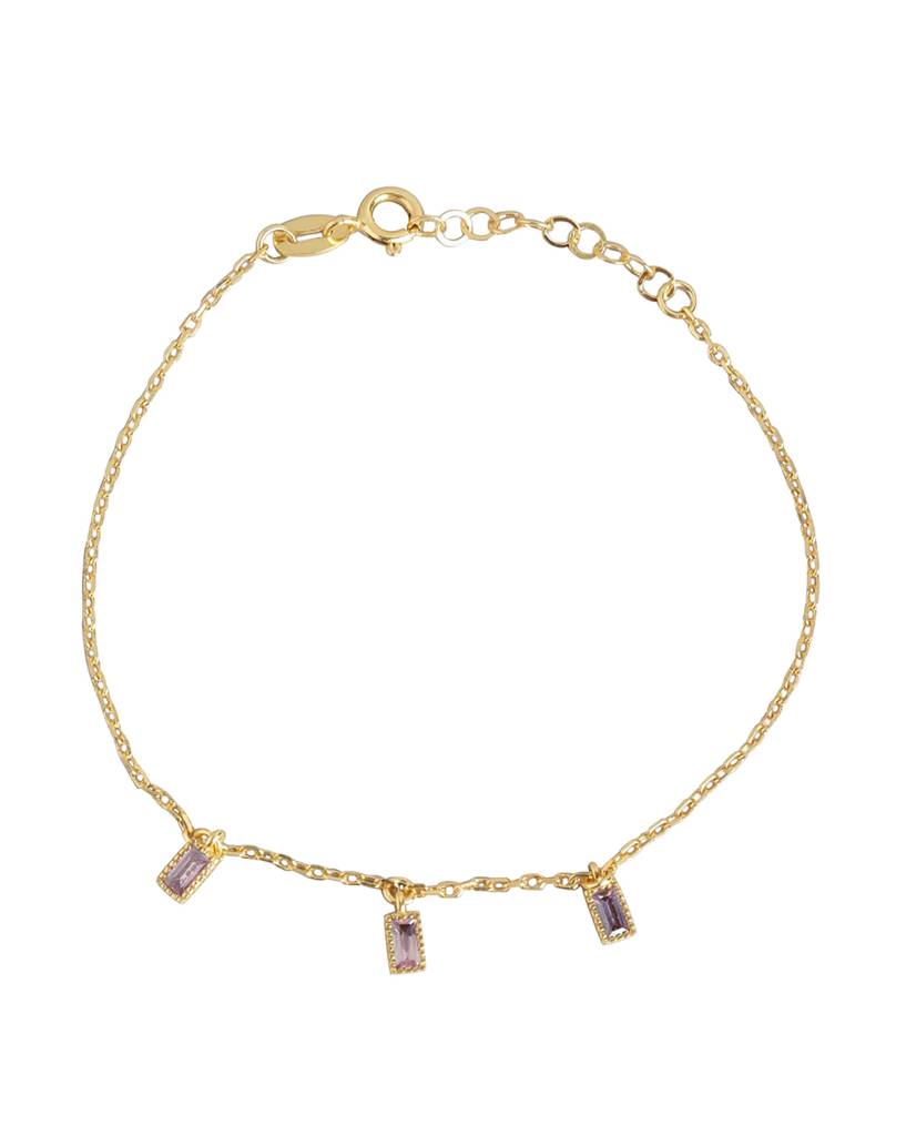 Women Purple Gold-Plated Cubic Zirconia Charm Bracelet : FJB3590