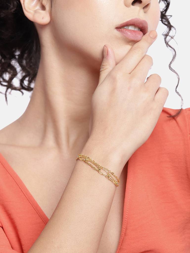 Carlton London Women Gold-Plated Multistrand Bracelet : FJB3591