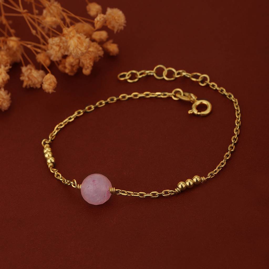 Carlton London Gold-Plated Pink Opal Studded Handcrafted Bracelet : FJB3664
