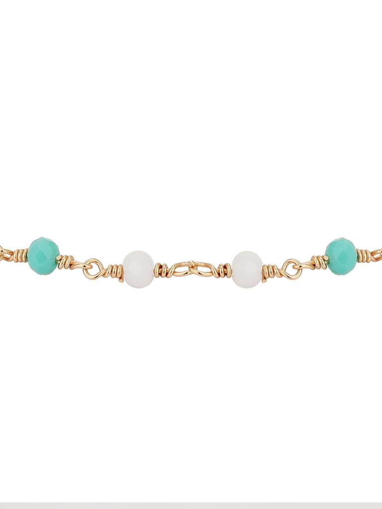 Carlton London Women Gold-Toned & Green Brass Gold-Plated Charm Bracelet : FJB3804