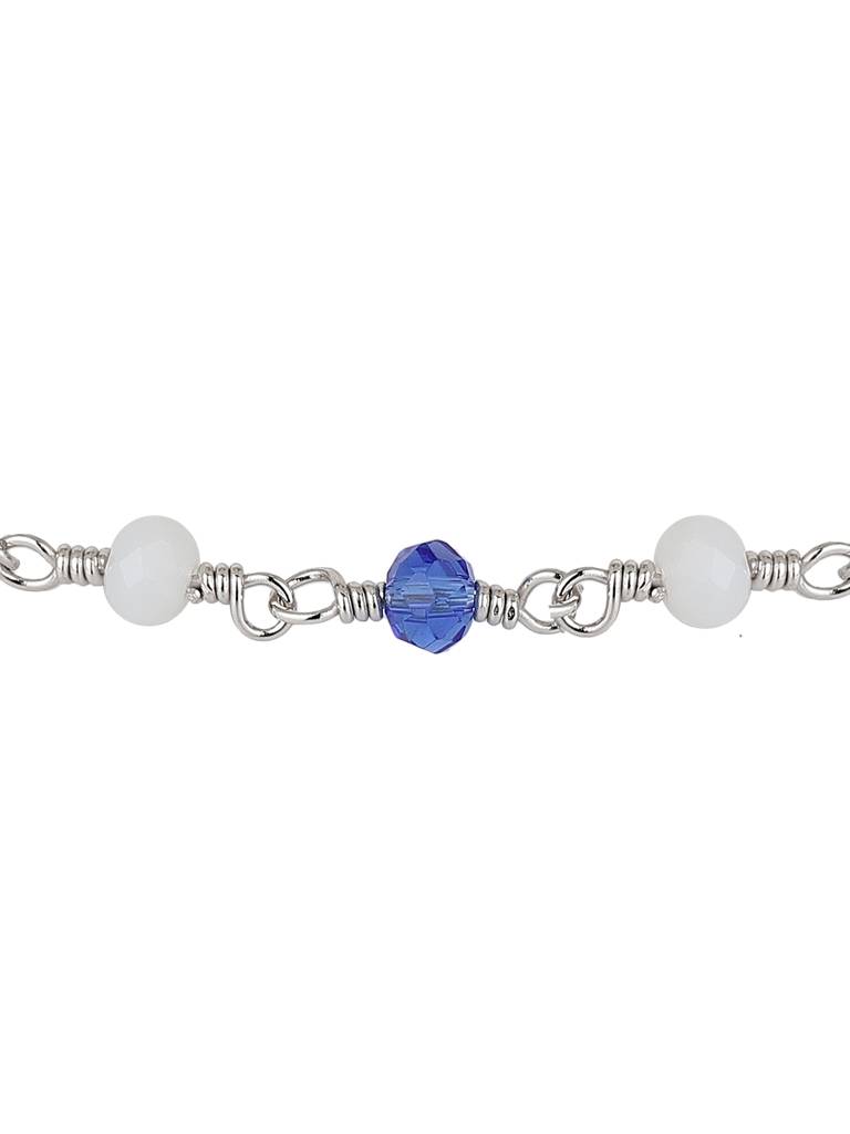 Carlton London Women Silver-Toned & Blue Brass Rhodium-Plated Charm Bracelet : FJB3808