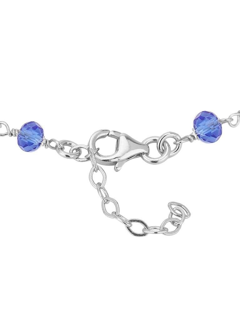Carlton London Women Silver-Toned & Blue Brass Rhodium-Plated Charm Bracelet : FJB3808
