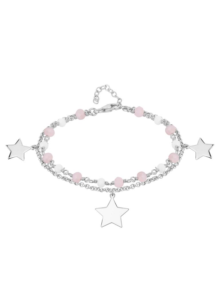 Carlton London Women Silver-Toned & White Brass Rhodium-Plated Charm Bracelet : FJB3811