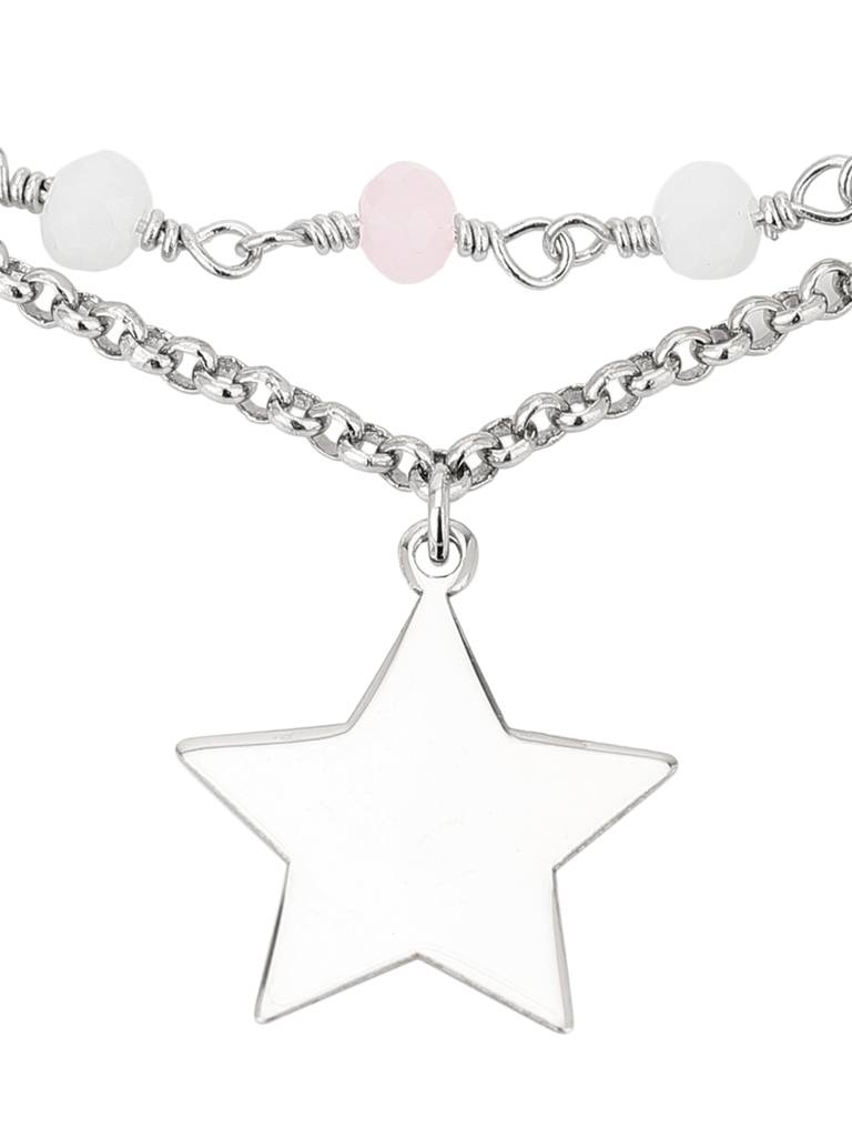 Carlton London Women Silver-Toned & White Brass Rhodium-Plated Charm Bracelet : FJB3811