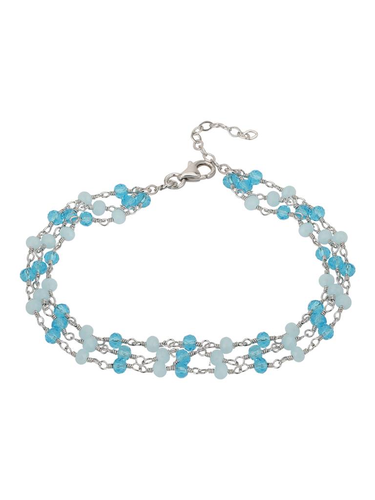 Carlton London Women Silver-Toned & Blue Brass Rhodium-Plated Charm Bracelet. : FJB3813
