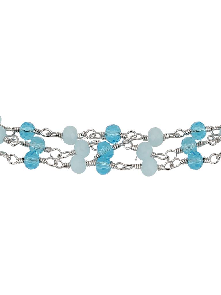 Carlton London Women Silver-Toned & Blue Brass Rhodium-Plated Charm Bracelet. : FJB3813