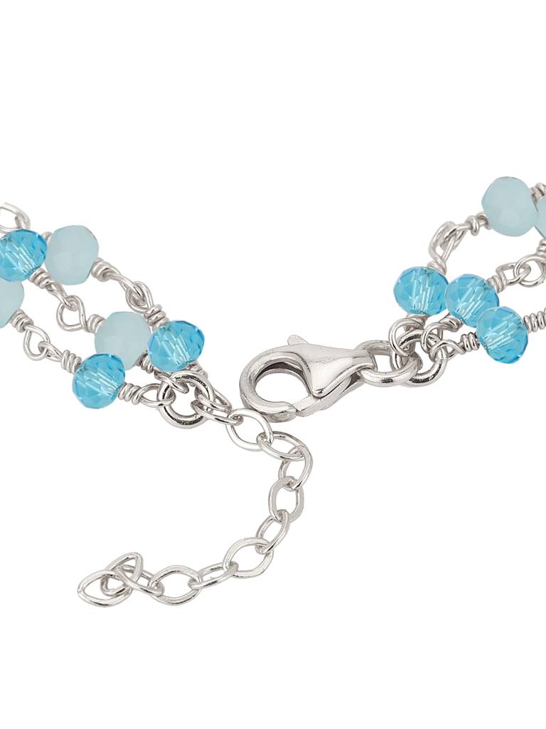 Carlton London Women Silver-Toned & Blue Brass Rhodium-Plated Charm Bracelet. : FJB3813