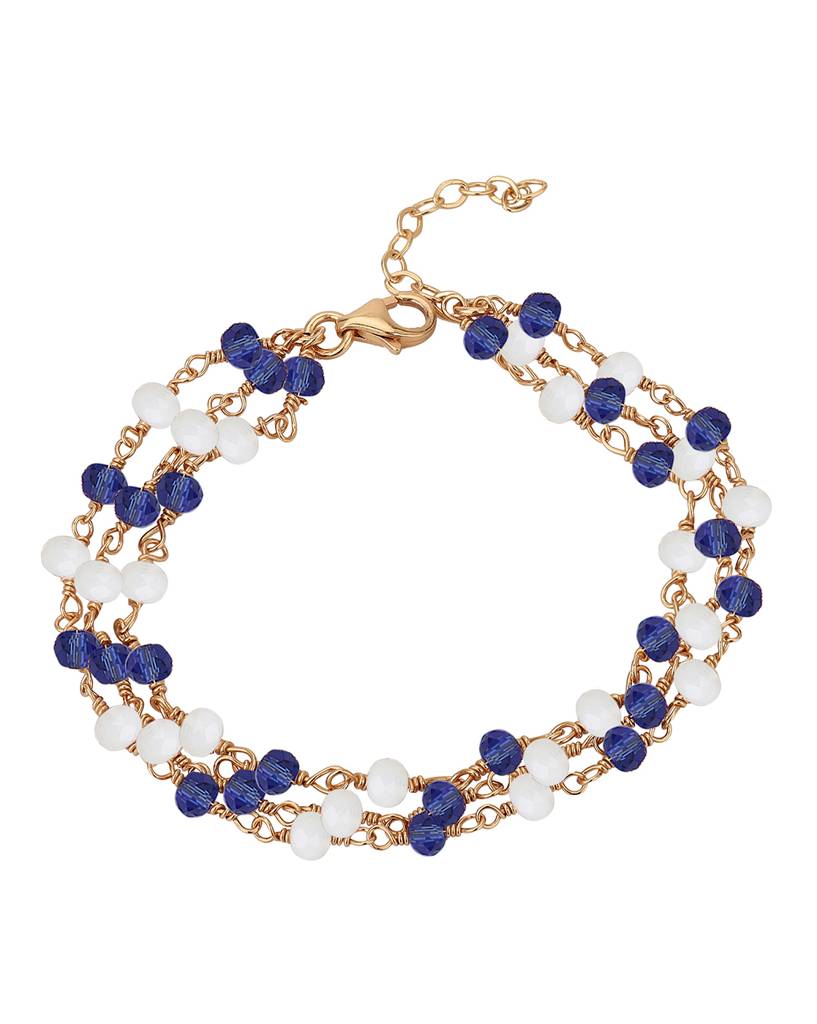 Women Rose Gold-Plated & Blue Brass Charm Bracelet : FJB3816