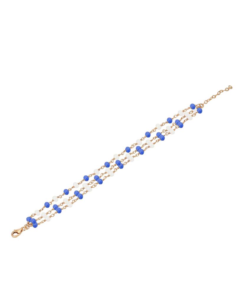 Women Rose Gold-Plated & Blue Brass Charm Bracelet : FJB3816