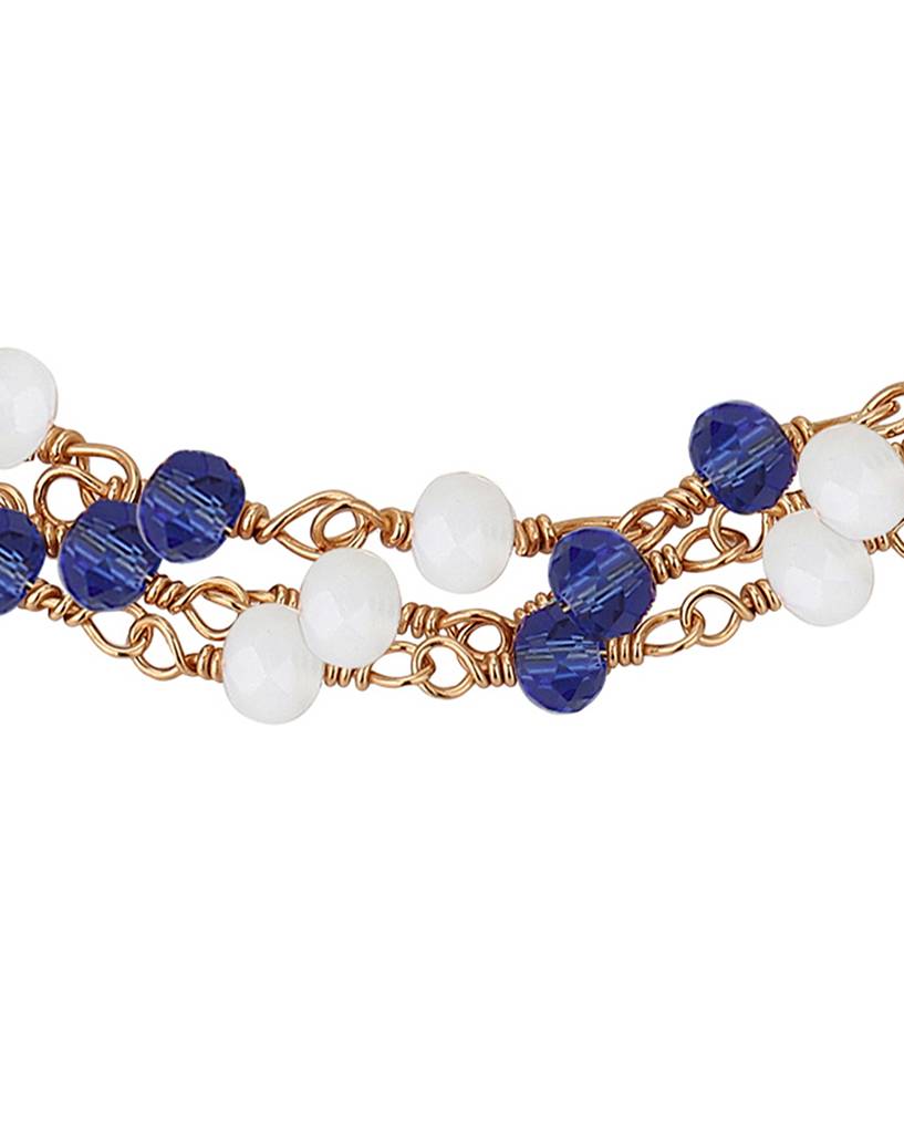 Women Rose Gold-Plated & Blue Brass Charm Bracelet : FJB3816