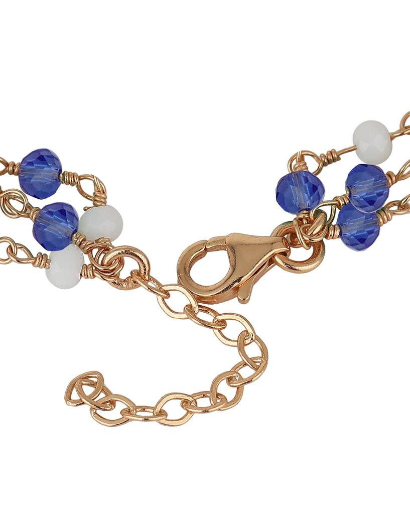 Women Rose Gold-Plated & Blue Brass Charm Bracelet : FJB3816