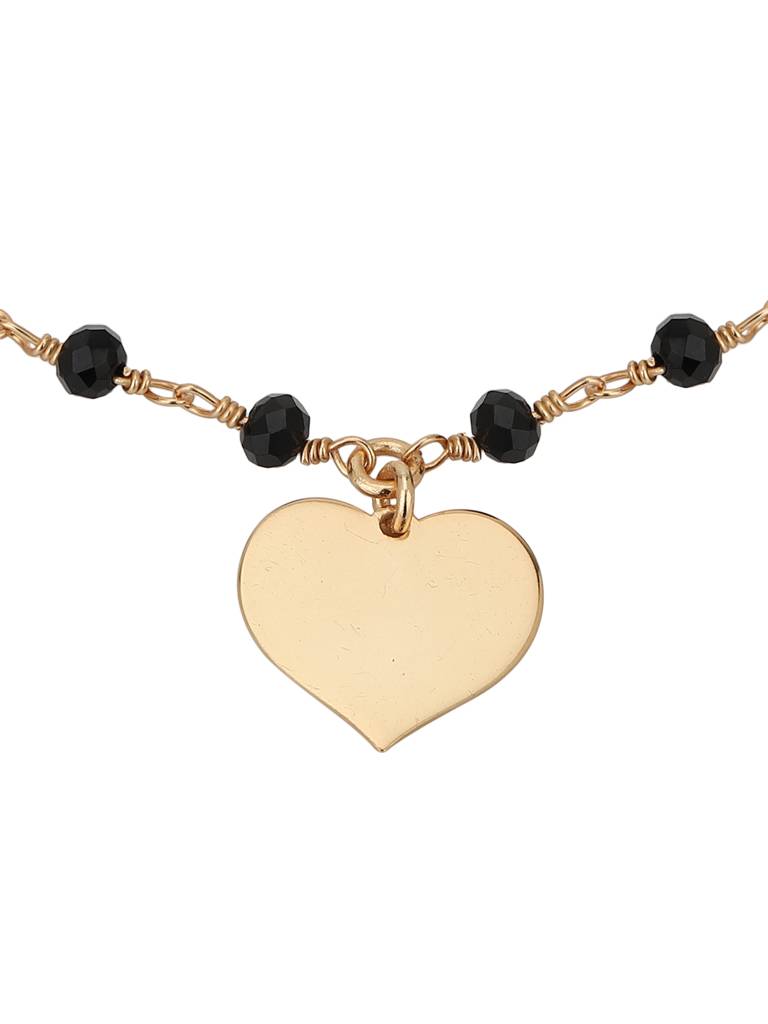 Carlton London Women Rose Gold-Plated & Black Brass Charm Bracelet : FJB3817