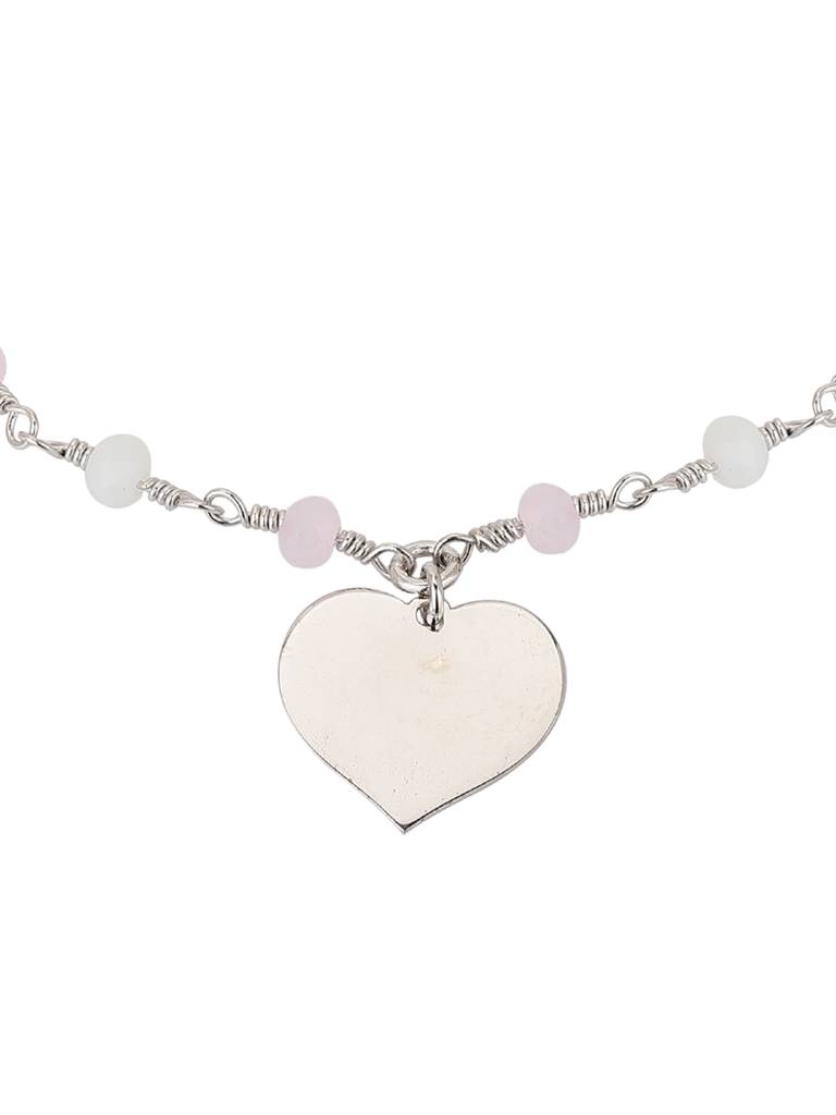 Carlton London Women Silver-Toned & Pink Brass Rhodium-Plated Charm Bracelet : FJB3821