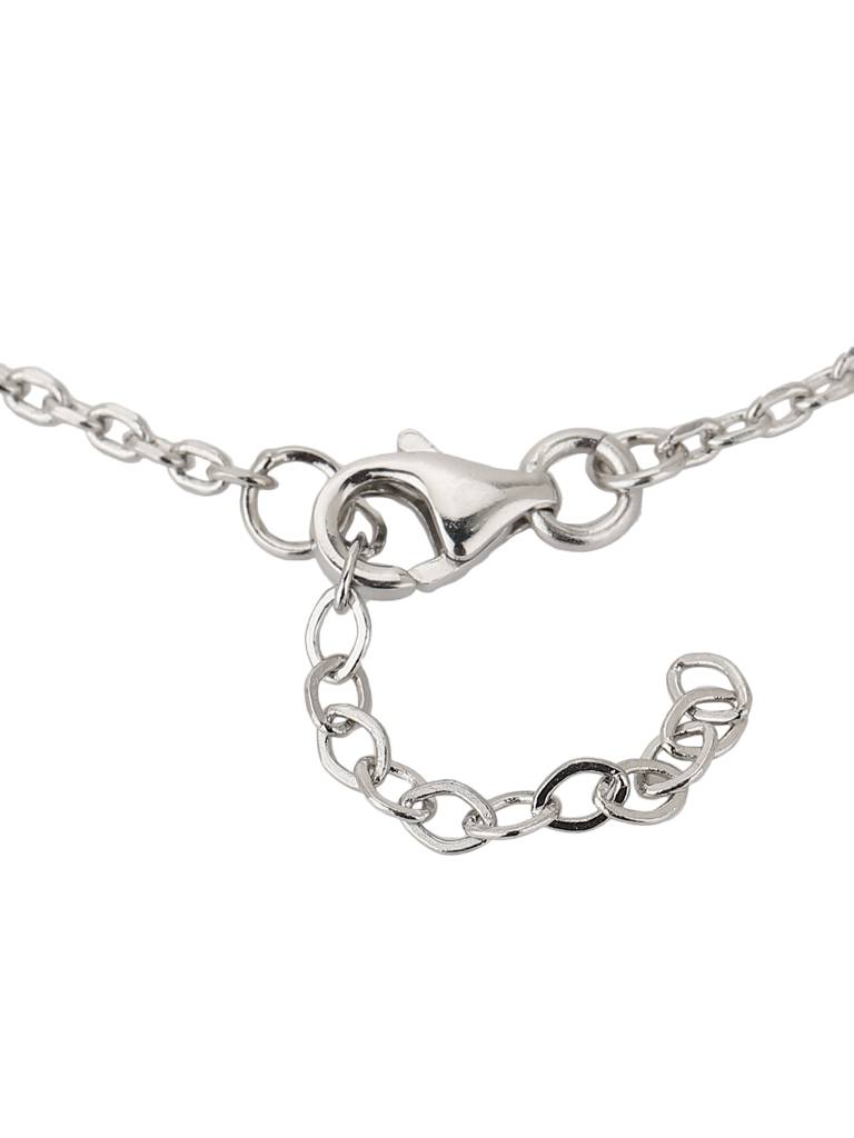 Carlton London Women Silver-Toned & Pink Brass Rhodium-Plated Charm Bracelet : FJB3821