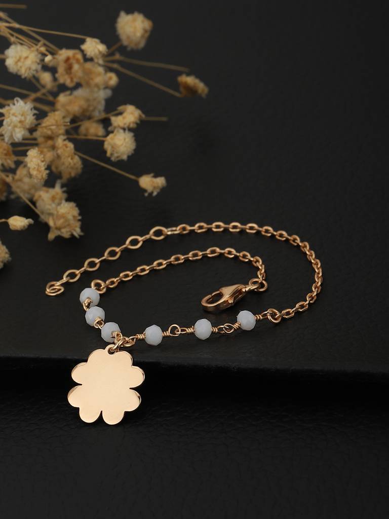 Carlton London Women Gold-Toned & White Brass Gold-Plated Charm Bracelet : FJB3822