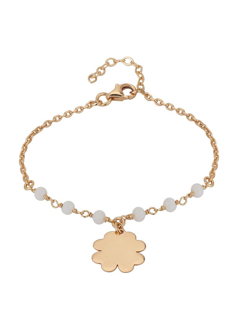 Carlton London Women Gold-Toned & White Brass Gold-Plated Charm Bracelet : FJB3822