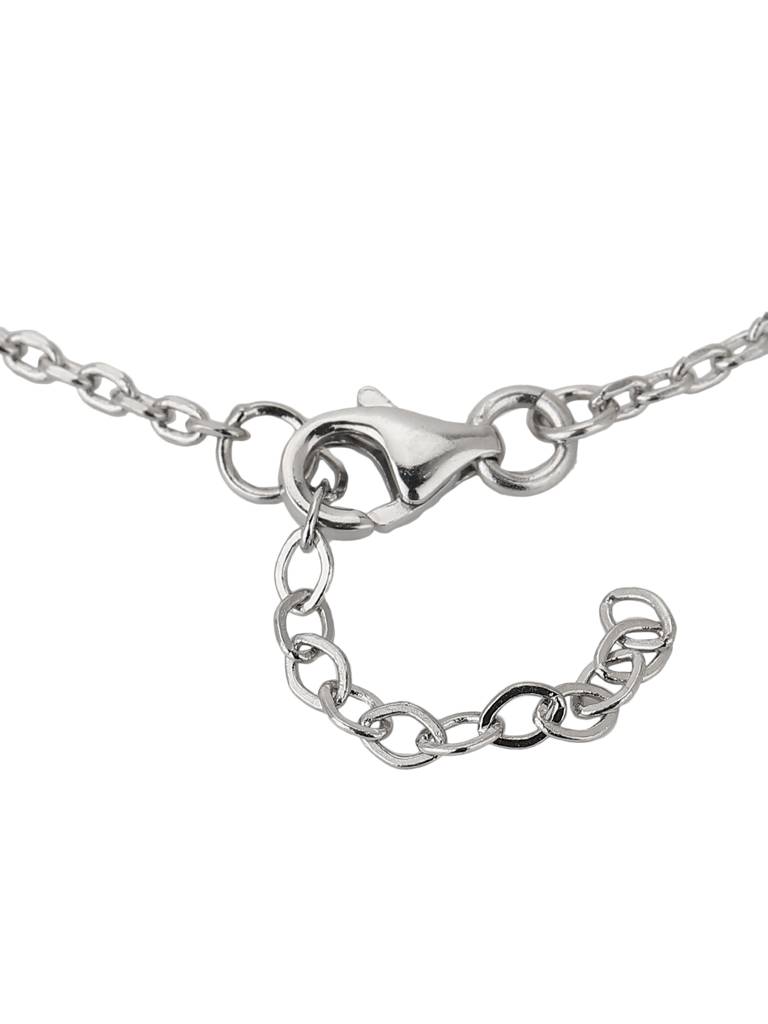 Carlton London Women Silver-Toned White & Blue Beaded Brass Rhodium-Plated Charm Bracelet : FJB3823
