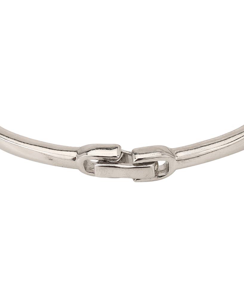 Women Silver-Toned Brass Cubic Zirconia Rhodium-Plated Bangle-Style Bracelet : FJB3897