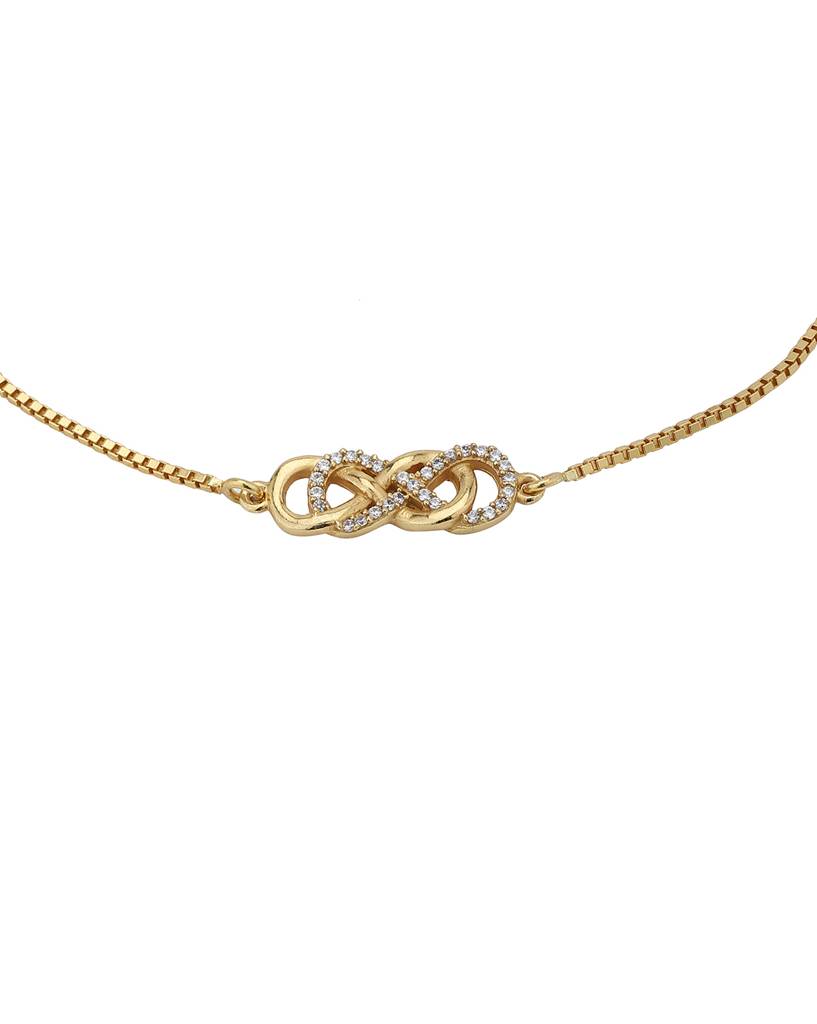 Women Brass Cubic Zirconia Gold-Plated Charm Bracelet : FJB3917