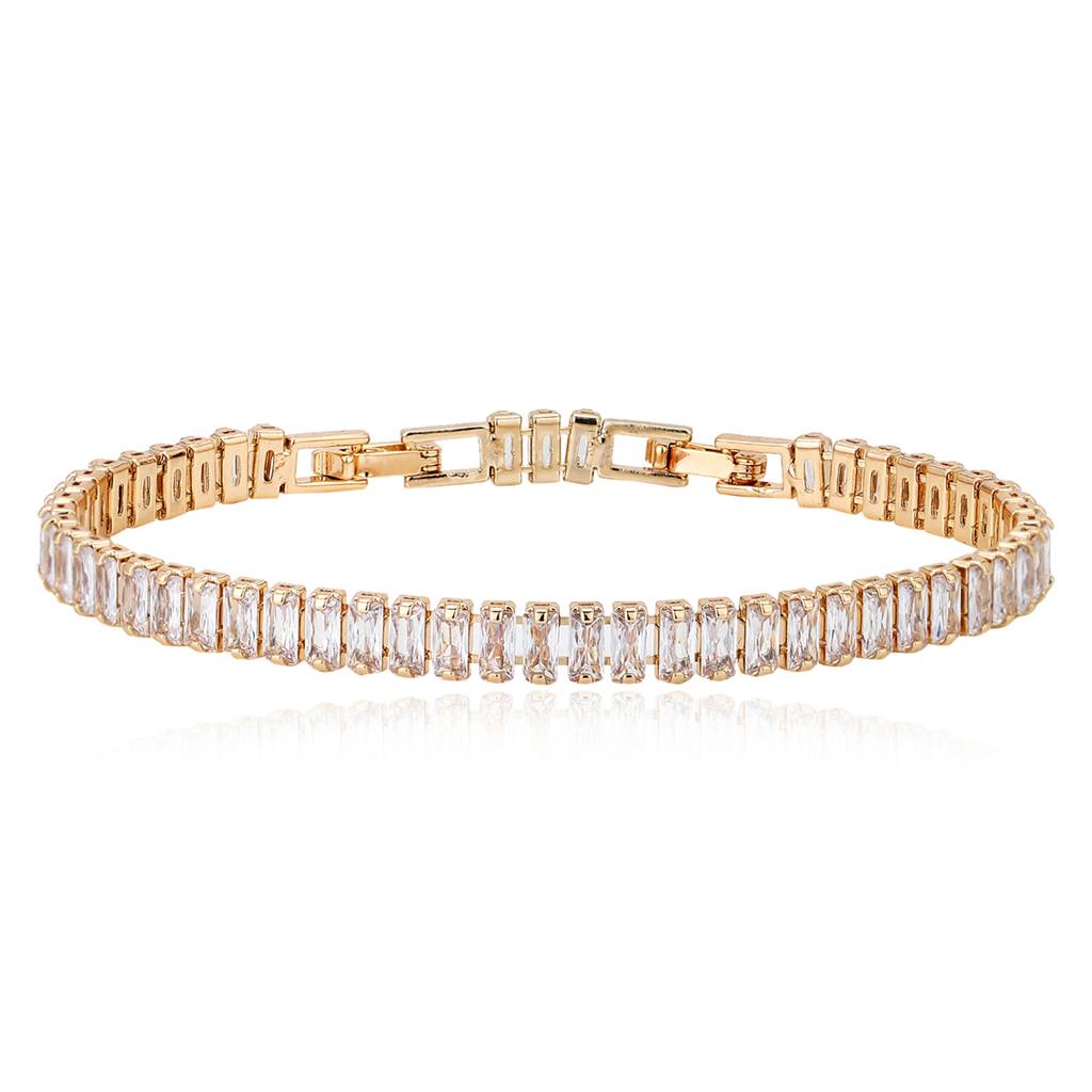 Carlton London Women Cubic Zirconia Gold-Plated Premium Link Bracelet : FJB4175