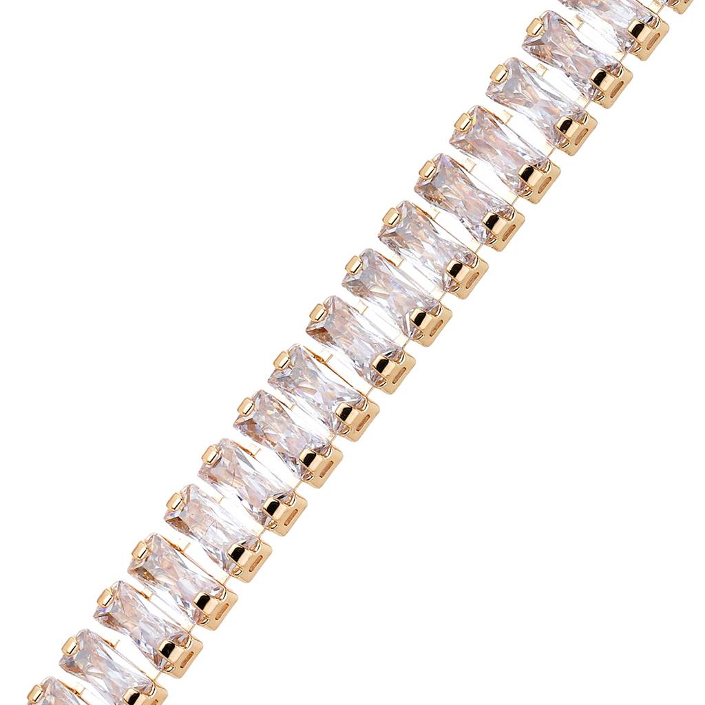 Carlton London Women Cubic Zirconia Gold-Plated Premium Link Bracelet : FJB4175