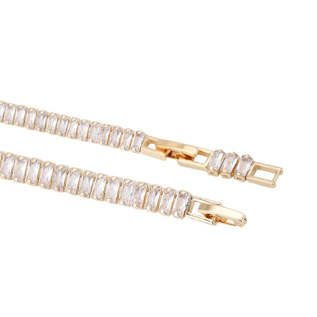 Carlton London Women Cubic Zirconia Gold-Plated Premium Link Bracelet : FJB4175