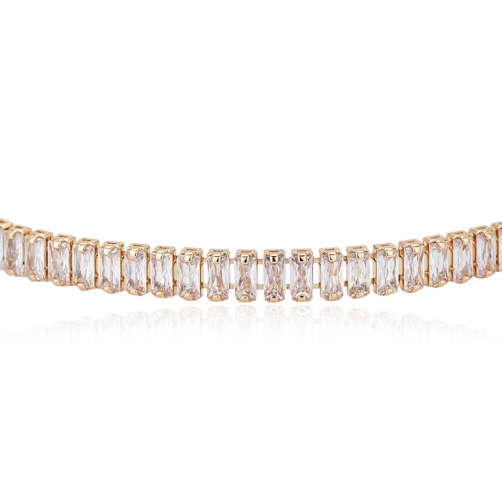 Carlton London Women Cubic Zirconia Gold-Plated Premium Link Bracelet : FJB4175