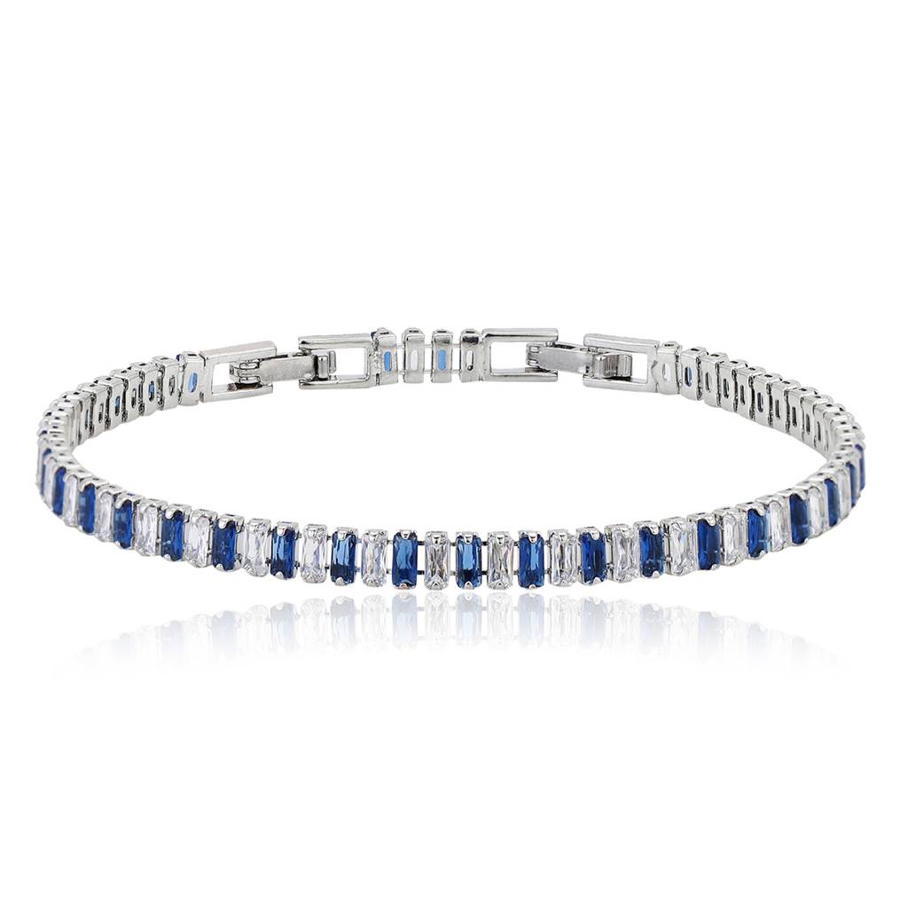 Carlton London Women Rhodium-Plated Brass Cubic Zirconia Tennis Premium Link Bracelet : FJB4176