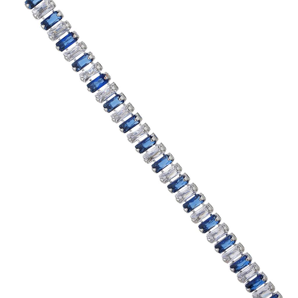 Carlton London Women Rhodium-Plated Brass Cubic Zirconia Tennis Premium Link Bracelet : FJB4176
