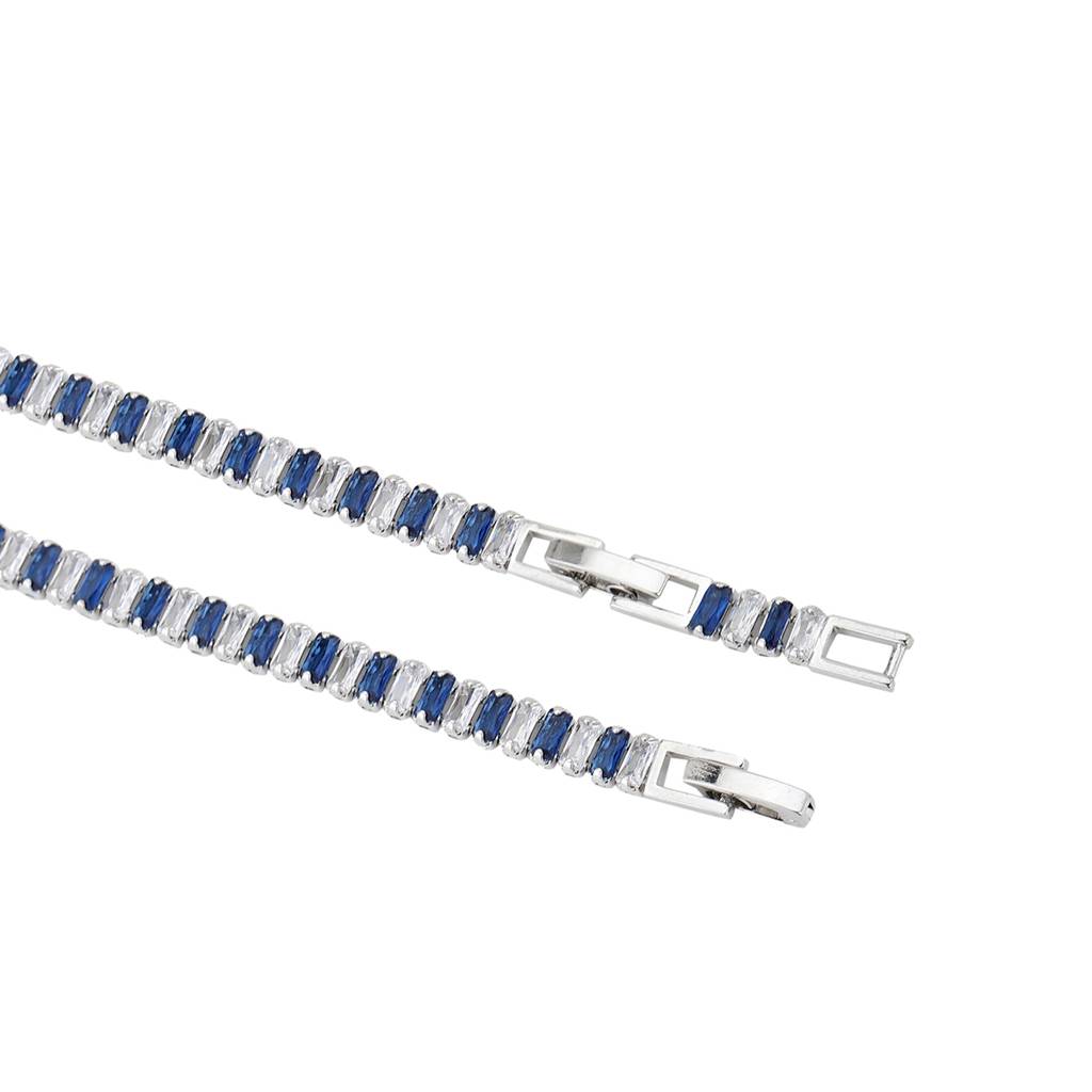 Carlton London Women Rhodium-Plated Brass Cubic Zirconia Tennis Premium Link Bracelet : FJB4176