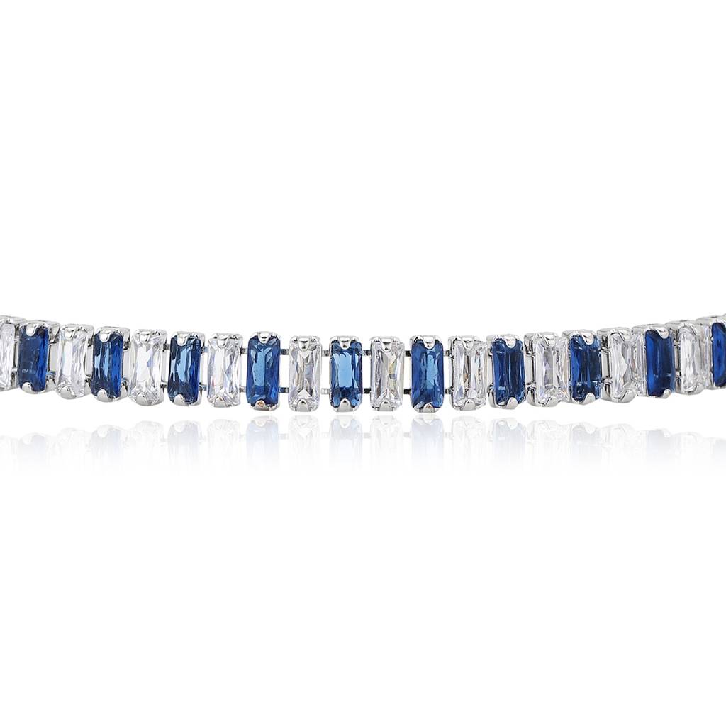 Carlton London Women Rhodium-Plated Brass Cubic Zirconia Tennis Premium Link Bracelet : FJB4176